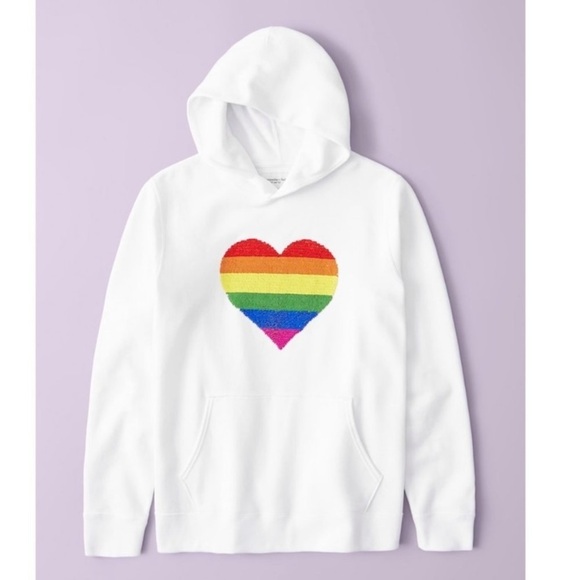 Abercrombie & Fitch pride heart sequin hoodie unisex size XS - Picture 1 of 9